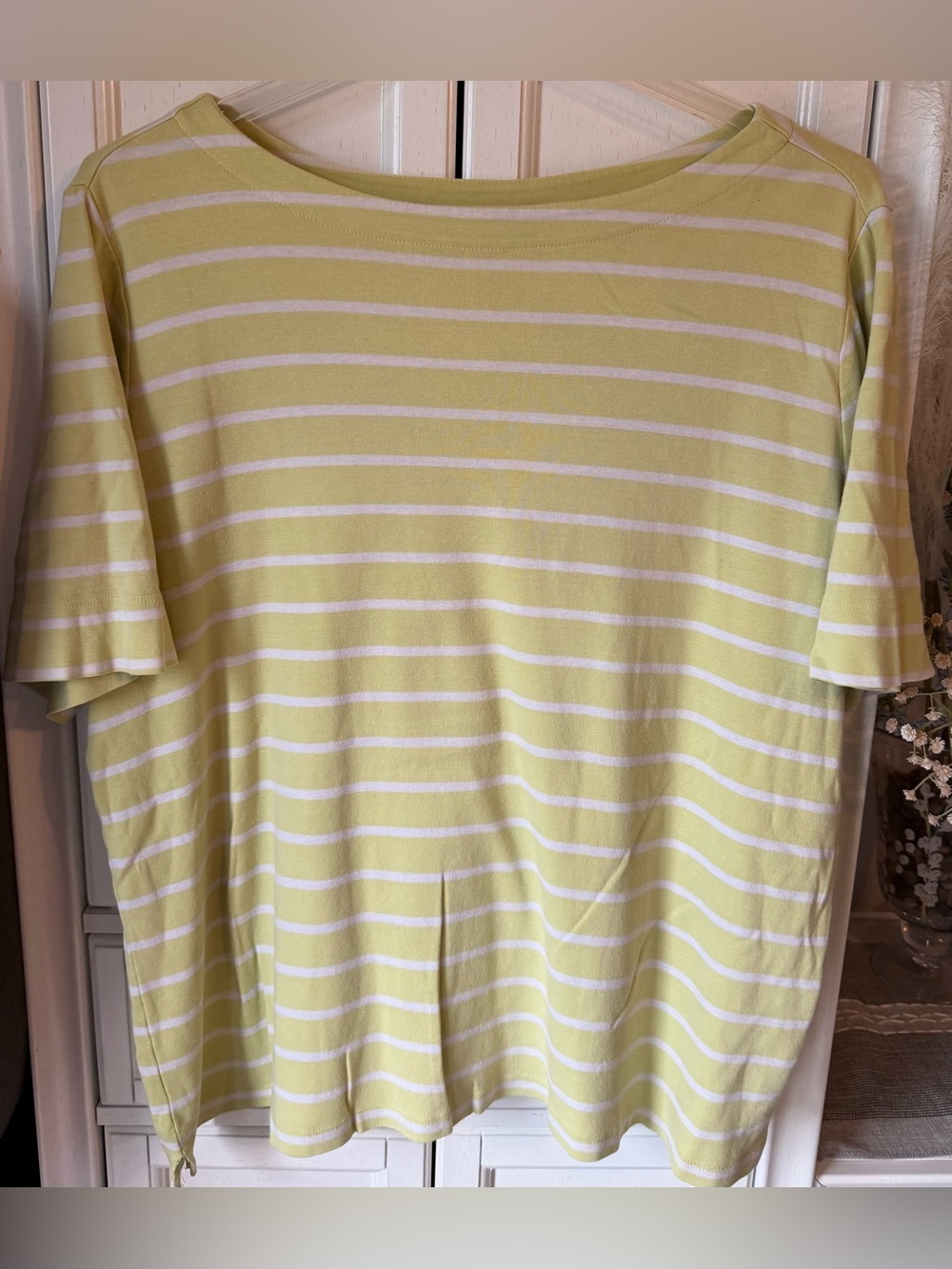 CJ Banks Yellow and White Striped Short-Sleeve Tee